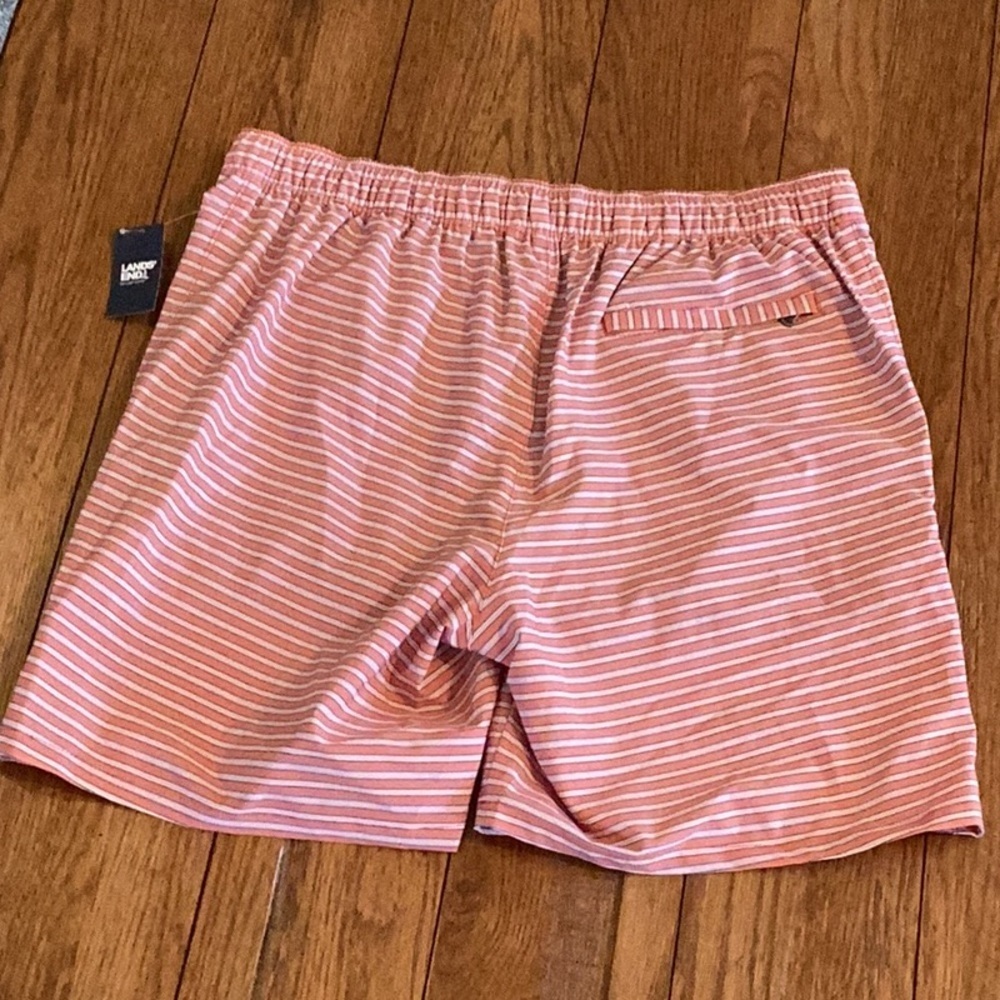 Lands’End Lined sunset 7” Swim trunks Color- Orange Stripe ❗️NWT❗️ - Picture 11 of 15
